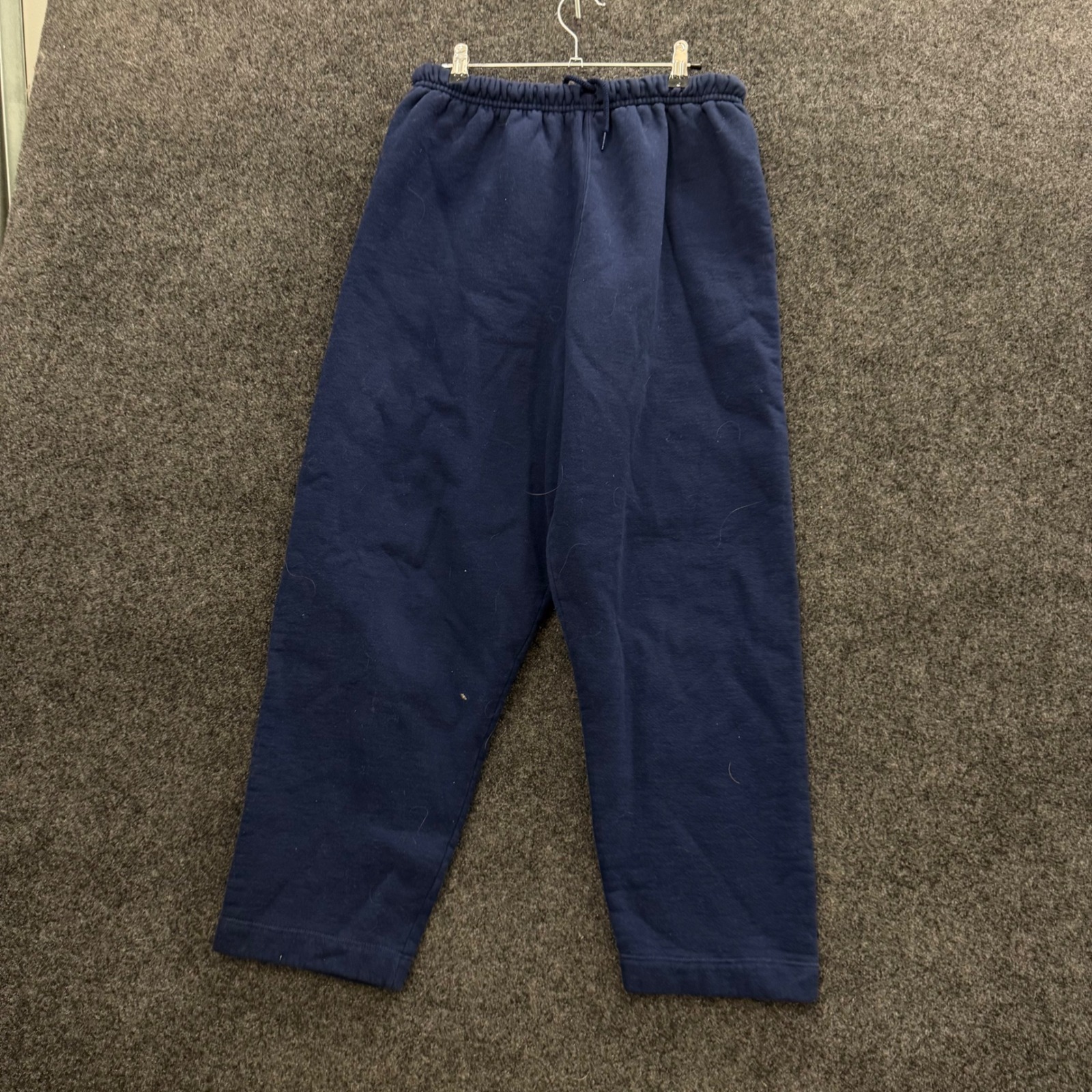 Navy Blue Fleece Lined Drawstring Sweatpants Relaxed Fit Joggers Mens Large